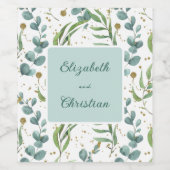 Eucalyptus en gouden bruiloft wijn etiket (Enkel label)