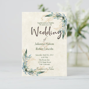Eucalyptus en gouden trouwkaart kaart