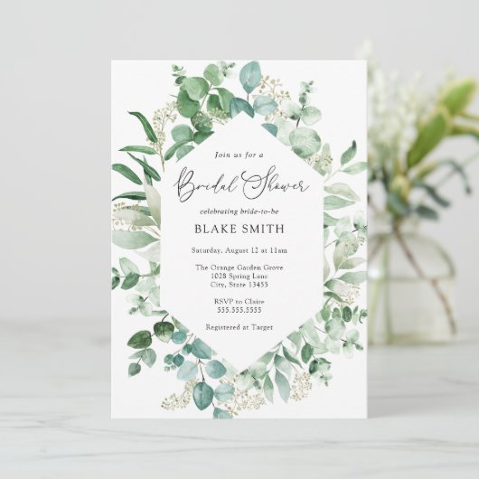 Eucalyptus en Greenery Bridal Shower Invitation Kaart (Staand voorkant)