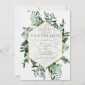 Eucalyptus en Greenery Waterverf sparen de Datum Kaart (Voorkant)