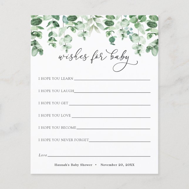 Eucalyptus en Greenery wenst Baby (Voorkant)