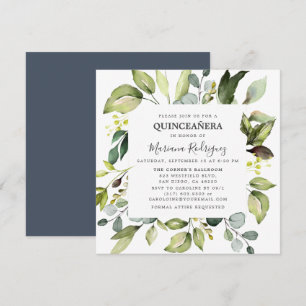 Eucalyptus en groen betoverd bos Quinceañera Kaart