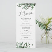 Eucalyptus en groen Waterverf Bruiloft Menu (Staand voorkant)