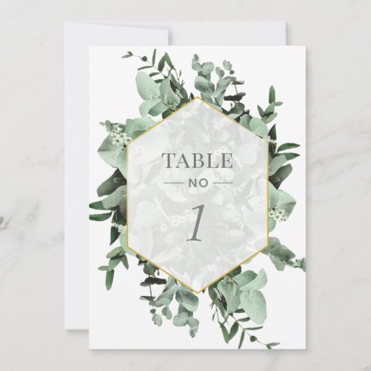 Eucalyptus en groen Waterverf Tafelnummer (Achterkant)