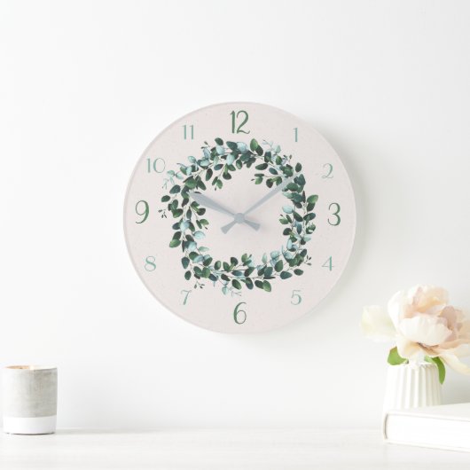 Eucalyptus en groene leafy hedendaagse wandklok grote klok (Huis)
