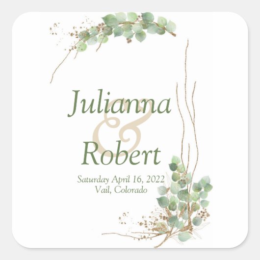 Eucalyptus en klassieke goudronde sticker (Voorkant)