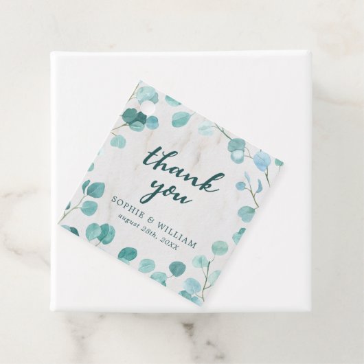 Eucalyptus en Marble Hartelijk dank Bedankjes Labels (In situ)