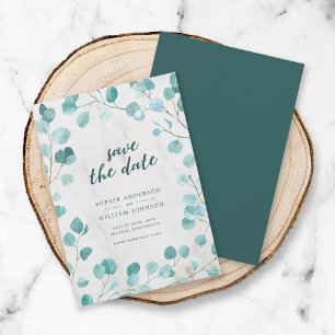 Eucalyptus en marmer Sla de datum op Save The Date