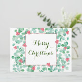 Eucalyptus En Rode Bes Kranz Plat Kerstkaart (Staand voorkant)