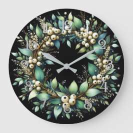 Eucalyptus en Snowberries Krans Chalk Pastel Grote Klok