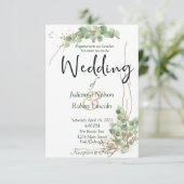 Eucalyptus en uitnodiging voor goudbruiloft (Staand voorkant)