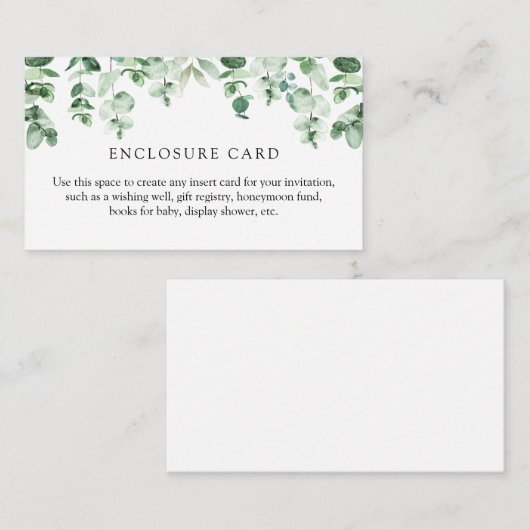 Eucalyptus Enclosure Card Informatiekaartje (Voorkant / Achterkant)