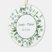 Eucalyptus Envy Wreath Weddenschap Keramisch Ornament (Links)