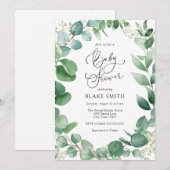 Eucalyptus et Baby shower verdoyant Invitation (Devant / Derrière)