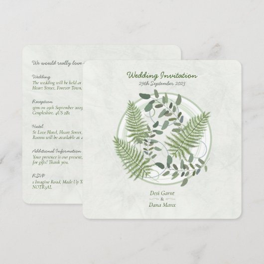 Eucalyptus et Faire-part de mariage des Cercles de (Devant / Derrière)