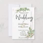 Eucalyptus et faire-part de mariage d'or (Devant)