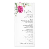 Eucalyptus et fleurs roses carte menu mariage (Devant)