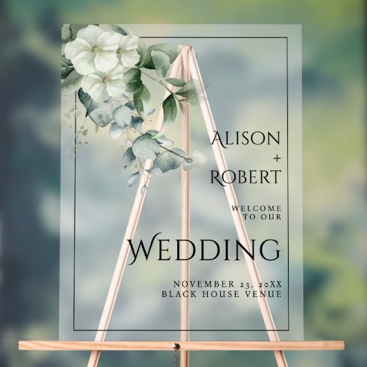 Eucalyptus et fleurs translucides mariage ACCUEIL (Neutre)
