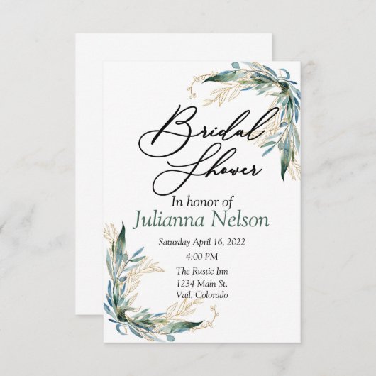 Eucalyptus et invitation à l'or (Devant / Derrière)