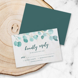 Eucalyptus et marbre Répondre Kindly Carte RSVP