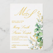 Eucalyptus et or Mariage Foil Invitation (Recto)