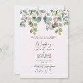 Eucalyptus et Rose Faire-part de mariage (Devant)
