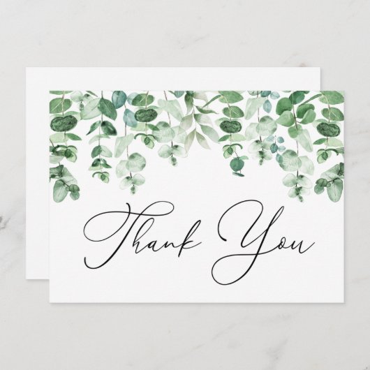 Eucalyptus et verdure Merci Carte de note (Devant / Derrière)
