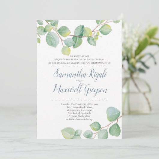 Eucalyptus Faire-part de mariage (Debout devant)
