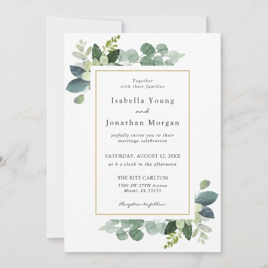 Eucalyptus Faire-part de mariage (Devant)