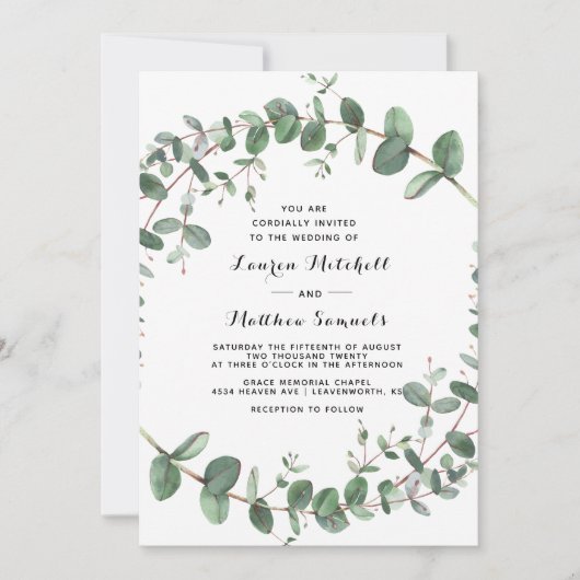 Eucalyptus Faire-part de mariage (Devant)