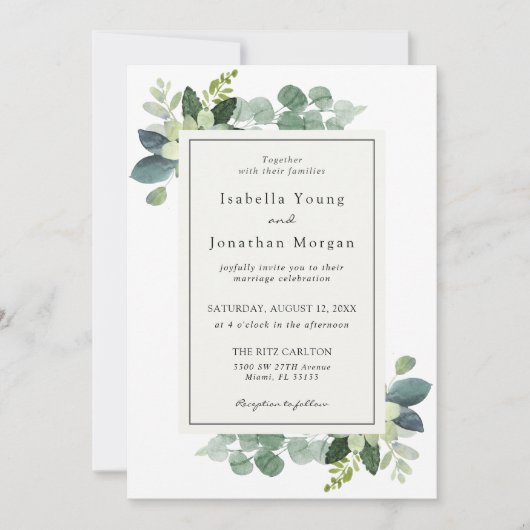Eucalyptus Faire-part de mariage (Devant)