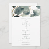 Eucalyptus Faire-part de mariage aquarelle (Devant / Derrière)