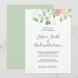 Eucalyptus Faire-part de mariage Boho vert rustiqu