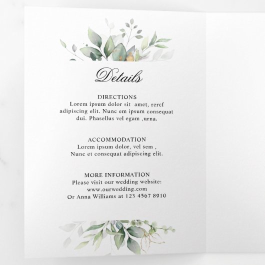 Eucalyptus Faire-part de mariage botanique (Intérieur en premier)