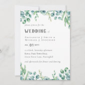 Eucalyptus Faire-part de mariage Budget Vert Feuil (Devant)