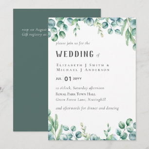 Eucalyptus Faire-part de mariage Budget Vert Feuil