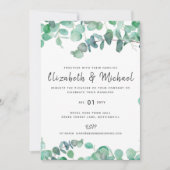 Eucalyptus Faire-part de mariage Budget Vert Feuil (Devant)