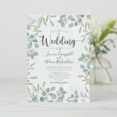Eucalyptus Faire-part de mariage d'aquarelle verte (Debout devant)