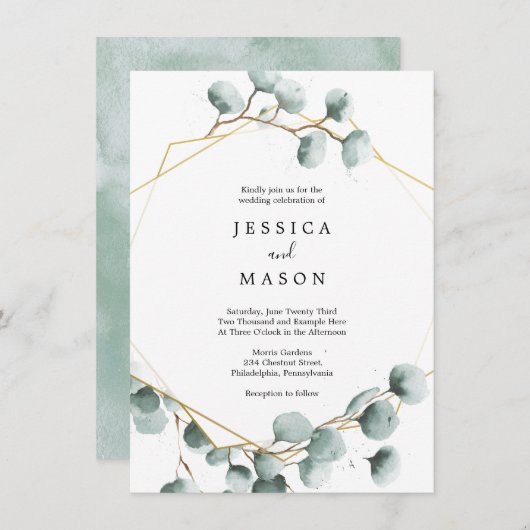 Eucalyptus Faire-part de mariage de verdure (Devant / Derrière)