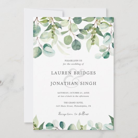 Eucalyptus Faire-part de mariage de verdure (Devant)