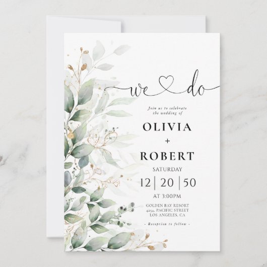 Eucalyptus Faire-part de mariage de verdure (Devant)