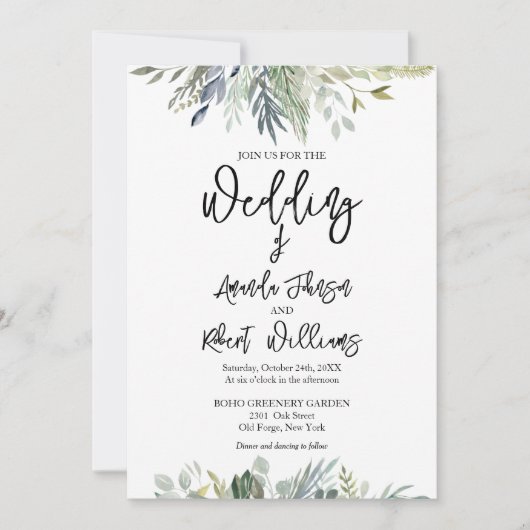 Eucalyptus Faire-part de mariage de verdure (Devant)