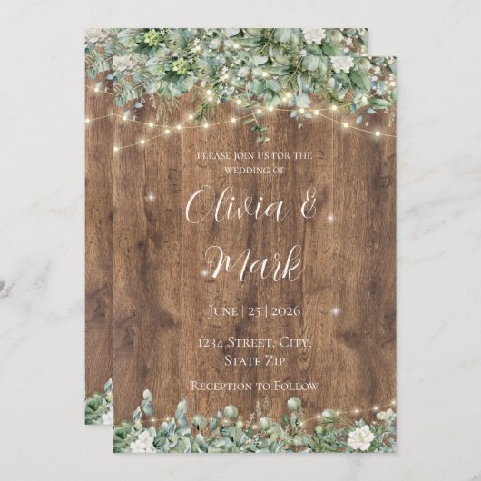 Eucalyptus Faire-part de mariage de verdure | Rust (Devant / Derrière)