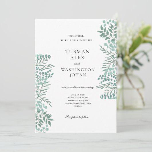 Eucalyptus Faire-part de mariage de verdure rustiq (Debout devant)