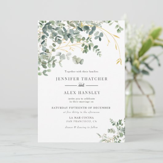 Eucalyptus Faire-part de mariage moderne (Debout devant)