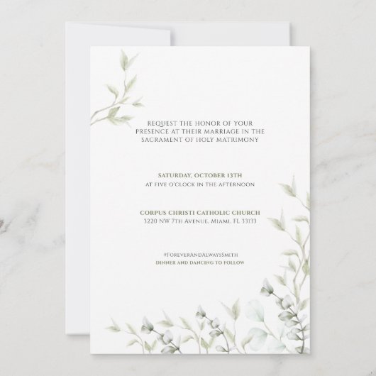 Eucalyptus Faire-part de mariage moderne (Dos)