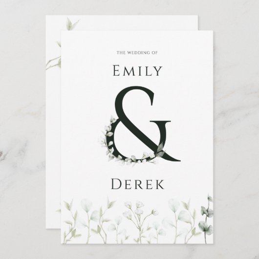 Eucalyptus Faire-part de mariage moderne (Devant / Derrière)