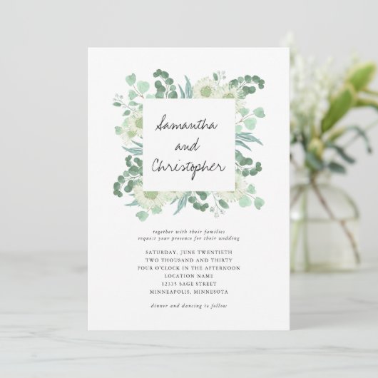 Eucalyptus Faire-part de mariage végétale (Debout devant)