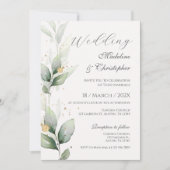 Eucalyptus Faire-part de mariage vert (Devant)