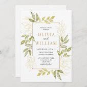 Eucalyptus faire-part de mariage, vert imprimable (Devant / Derrière)